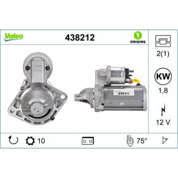 Motor de Arranque Valeo 438212 - Tipo: Motor de arranque, Marca: Valeo, Modelo: 438212
