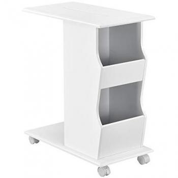 Mesa de Centro con Ruedas y Revistero MDF 53 x 30 x 63 cm - Blanco
