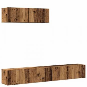 Conjunto de mueble de TV 3 piezas montado en la pared madera antigua compuesta Vidaxl