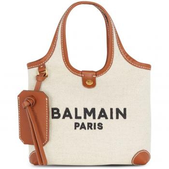 Balmain Women's B Army Mini Canvas Bag in Leather Brown | Size UNI | DN1FM872TCFEGEM