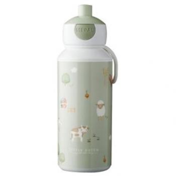 Botella infantil Pop-Up Campus 400ml Little Farm con diseño de animales, tapa a prueba de fugas, fabricada en material plástico libre de BPA, apta para lavavajillas y ligera