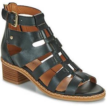 Pikolinos Blanes W3H Women's Leather Gladiator Heel Sandals in Black