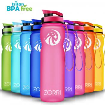 ZORRI Botella Del Agua Deporte 600ml/20oz/1L TRITAN Prueba de Goteo Libre de BPA /Eco-Friendly Plastico con Filtro Para Niños, Deportes, Yoga, Senderismo, Viajes, Oficina, Universidad Coche Botellas de Agua 1-Click Apertura regalo