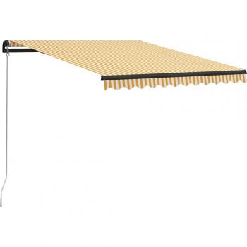 Toldo manual retráctil amarillo y blanco 300x250 cm