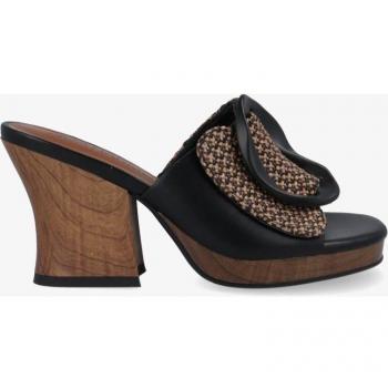 Sandalias de tacón Noa Harmon con rafia bicolor y hebilla ovalada