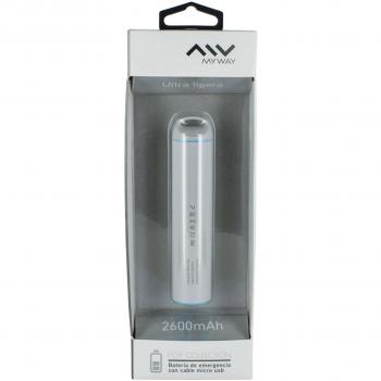 My Way MWCHP0080 - Batería externa de 2600 mAh, con cable USB-Micro USB, color gris