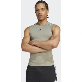 Camiseta sin Mangas de Compresión para Hombre Adidas Techfit Entrenamiento Plateada M