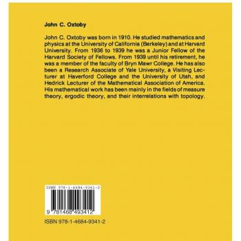 Measure and Category: A Comparative Study of Topological and Measure Spaces by John C. Oxtoby
