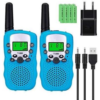 Sigdio Walkie Talkies Niños PMR446 con 8 Piezas Baterías Recargable y Cargador 8 Canales Función VOX LCD Pantalla 10 Tonos Linterna Incorporado Walky Talky