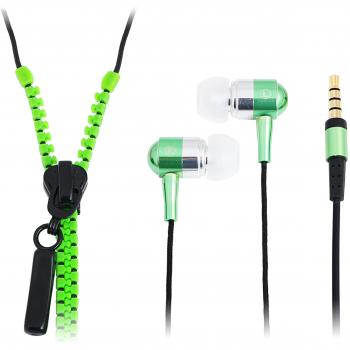Auriculares In-Ear LogiLink HS0023 Zipper Verde Neón con Micrófono y Conexión de 3.5mm