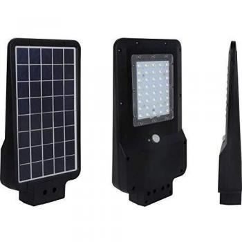 Farola Solar LED 15W con Sensor de Movimiento y Panel Solar IP65 6000K Color Negro