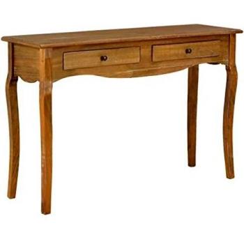 Mesa consola Día y Noche con 2 cajones de madera maciza de pino, dimensiones 120x35x76 cm