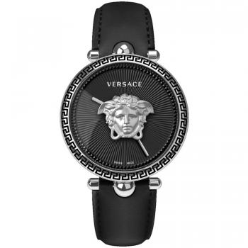 Versace Palazzo Empire Leather Watch, Black female, Size: ONE SIZE