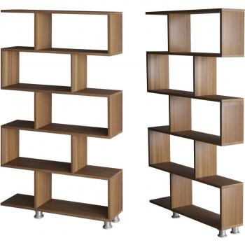 Estantería decorativa de nogal Menzzo con 5 estantes, altura 156 cm