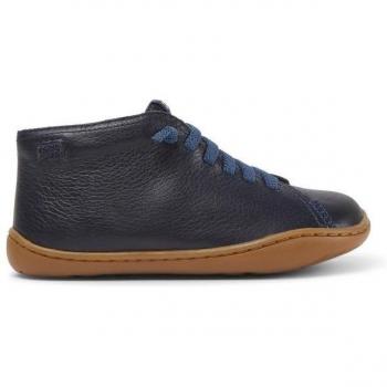 Botines Camper Peu Cami Kids 90019-096 para niño en piel azul marino con cordones y cremallera