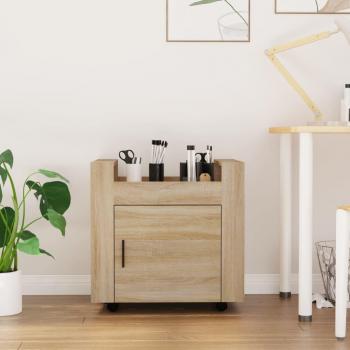 Carro de escritorio roble Sonoma 60x45x60 cm madera multicapa Marrón