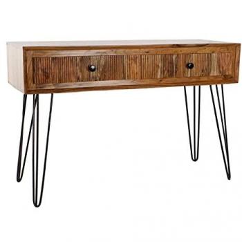 Consola Moderna DKD Home Decor 118 x 40 x 77 cm Negro Metal Marrón Acacia