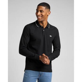 Lee - Polo de Manga Larga Color Negro para Hombre