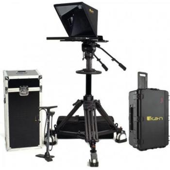 Ikan 19 SDI Teleprompter with Pedestal, Dolly Turnkey and Travel Case