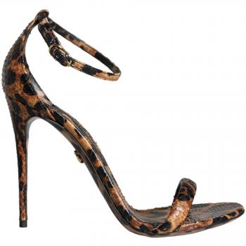 Dolce & Gabbana Brown Leopard Leather Ankle Strap High Heel Sandals - EU39/US8.5