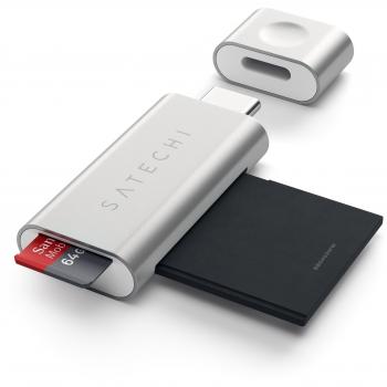 Satechi Aluminum Type-C Micro/SD Card Reader for 2016/2017 MacBook Pro, 2015/2016/2017 MacBook, Chromebook, Dell, Lenovo and more (Silver)