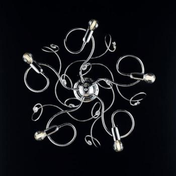 Plafón Moderno de Hierro Cromado Brillo con 5 Luces y Strass Cristal 54xh. 21 cm