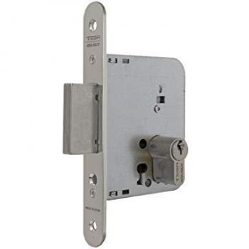Tesa Assa Abloy 20316RHN Cerradura De Embutir Para Puertas De Madera Con Cilindro Niquelado Entrada 60 mm, Frente Redondo 2031