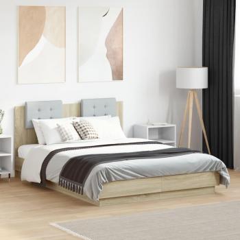 Cama con cabecero de madera de ingeniería roble Sonoma 120x190 cm Vidaxl Marrón