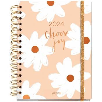 MIQUELRIUS AGENDA ANUAL 2024 DÍA PÁGINA PLUS WIRE-O JOY SLOW LIFE 155X213 MM NARANJA MULTILINGÜE