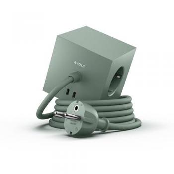 Regleta Eléctrica Avolt Square 1 con USB-C 30W, Cable de 1.8m y Diseño en Verde Roble
