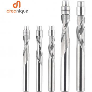 Dreanique Solid Carbide Two-Flute Flush Trim Router Bit with Bearing 1/4