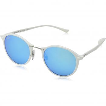 RB 4242 Shiny White Sunglasses with Green Mirror Blue Lenses