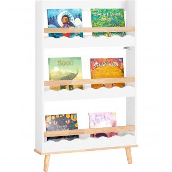 Librería Infantil SoBuy KMB77-W de Altura de 3 Niveles, Estantería Estrecha para Libros, Dimensiones 75 x 15 x 120 cm, Color Blanco