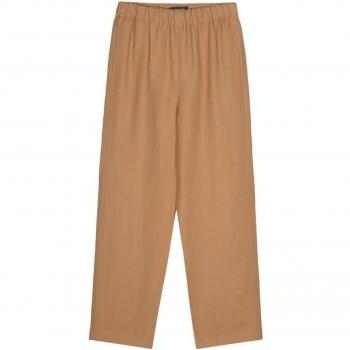 Fabiana Filippi Women's High Rise Wide Leg Linen Blend Trousers in Beige and Brown | Size 40 IT/4 US | PAD274F255D5441255