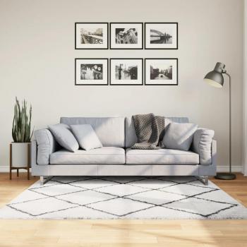 Alfombra Shaggy PAMPLONA moderna de pelo largo crema y negro 160x160 cm