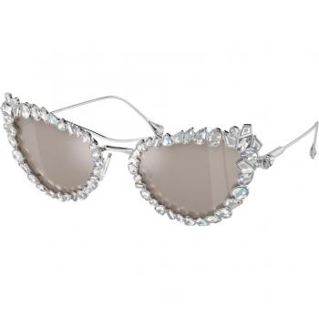 Swarovski SK7011 4001AP Women’s Geometric Silver Sunglasses (Size 56)