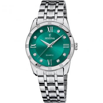 Reloj Festina Mademoiselle F16940/F de Mujer con Esfera Verde y Correa de Acero Plateado