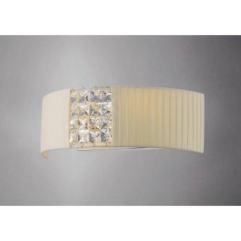 Lámpara de pared Evelyn con pantalla crema, 2 luces, cromo pulido y cristal