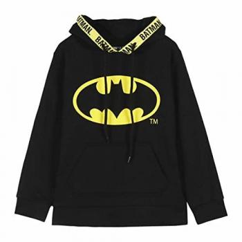 Sudadera con Capucha de Batman - Color Negro - Talla 12 Años - Elaborado con Algodón y Poliéster de 240 gsm - Con el Escudo de Batman - Producto Original Diseñado en España