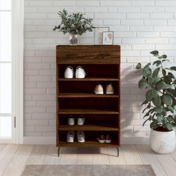 Zapatero de madera multicapa marrón roble 60x35x105 cm