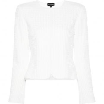 Emporio Armani Women's Matelassé Cotton Jacket in White | Size 38 | 6D2G7F2JYEZ0101