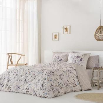 Funda Nórdica Reversible 100% Satén Algodón 200 Hilos Beige 260x260 cm + 2 Fundas de Almohada para Cama de 180