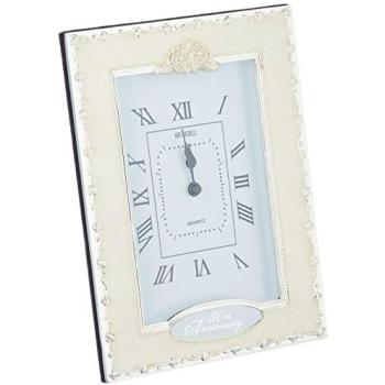 Shudehill Reloj de Mesa de Cuarzo para celebración de Boda con Perlas de 30 Aniversario, 19,5 cm x 14,5 cm