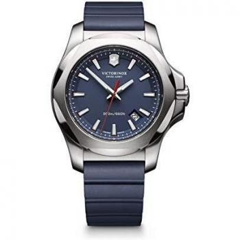 Victorinox Men's I.N.O.X. - Swiss Made Analogue Quartz Stainless Steel Blue Rubber Strap Watch 241688.1