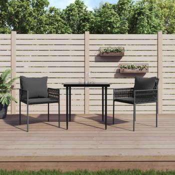 Set de Sillas de Jardín con Cojines de Ratán Sintético - 54x61x83 cm - Negro/Marrón - Disponible en Set de 2/4/6