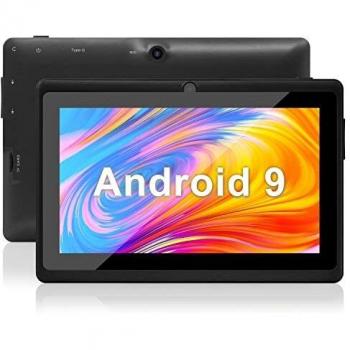 Haehne 7 Tablet PC, Android 9.0 Certificado por Google GMS, 1GB RAM 16GB ROM Quad Core, Cámaras Duales 2.0MP+0.3MP, Pantalla 1024 * 600 HD, WiFi, Bluetooth, Negro