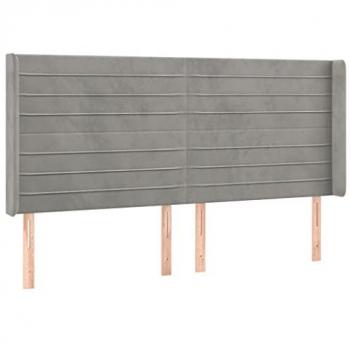 Cabecero con LED de terciopelo gris claro 163x16x118/128 cm