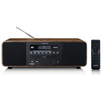Lenco DAR-051WD Radio Estéreo DAB+/FM, CD, Bluetooth 5.0, 2 USB y Carga Inalámbrica Qi con Mando a Distancia Negro