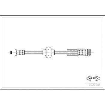 Latiguillo de freno CORTECO 19035281 - manguera flexible para el sistema de frenos, fabricada en goma y acero, resistente a altas presiones, con conexiones roscadas, longitud específica para instalación en vehículos