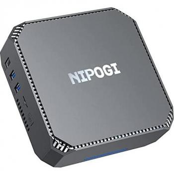 NiPoGi Mini PC, 6GB RAM 120 ROM Windows 10 Pro Mini Ordenador Celeron J3455 [con HDD de 2.5 Pulgadas/Bahía SSD / 4K HD/WLAN de Doble Banda/Gigabit Ethernet/BT 4.2 / LAN de 1000 Mbps]